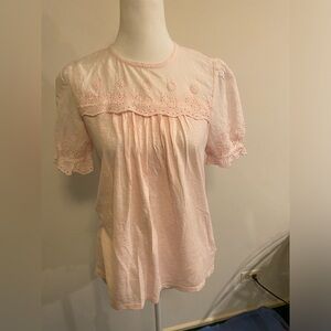 Lucky Brand NWOT cotton eyelet pink blouse size XS